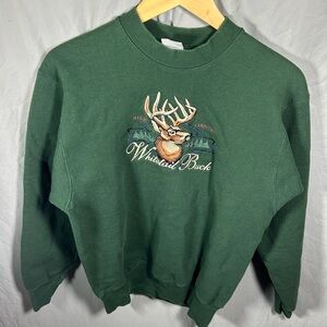 Vintage 90s High Country Whitetail Buck Embroidered Sweatshirt Made in USA